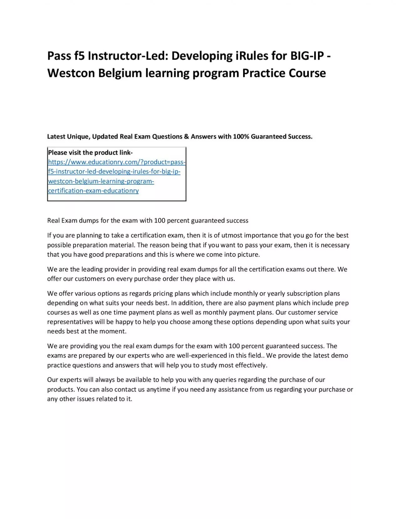 PDF-f5 Instructor-Led: Developing iRules for BIG-IP - Westcon Belgium learning program