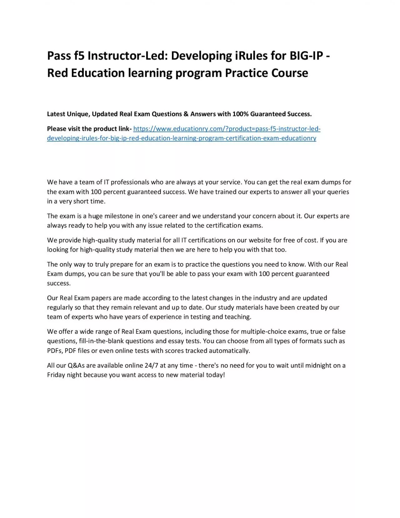 PDF-f5 Instructor-Led: Developing iRules for BIG-IP - Red Education learning program