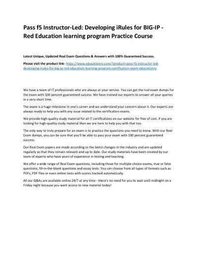 f5 Instructor-Led: Developing iRules for BIG-IP - Red Education learning program