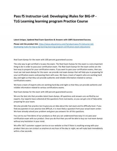 f5 Instructor-Led: Developing iRules for BIG-IP - TLG Learning learning program