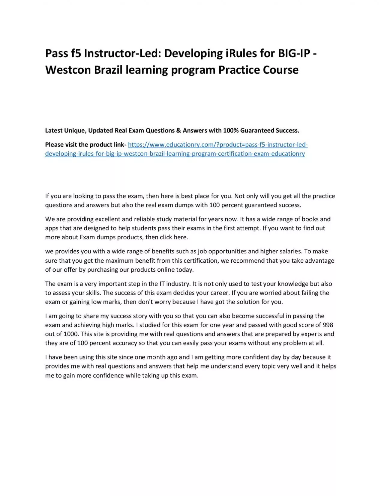 PDF-f5 Instructor-Led: Developing iRules for BIG-IP - Westcon Brazil learning program