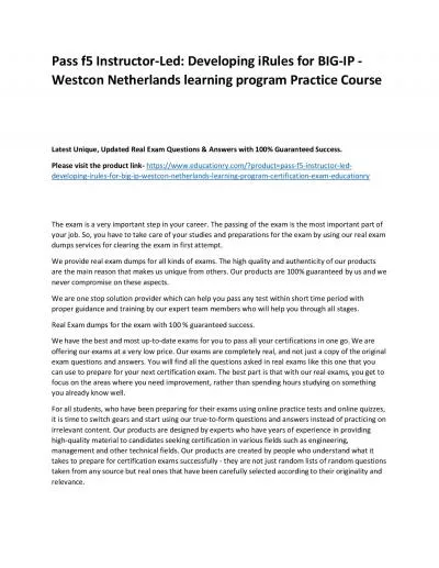 f5 Instructor-Led: Developing iRules for BIG-IP - Westcon Netherlands learning program