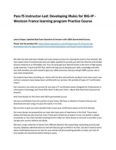 f5 Instructor-Led: Developing iRules for BIG-IP - Westcon France learning program