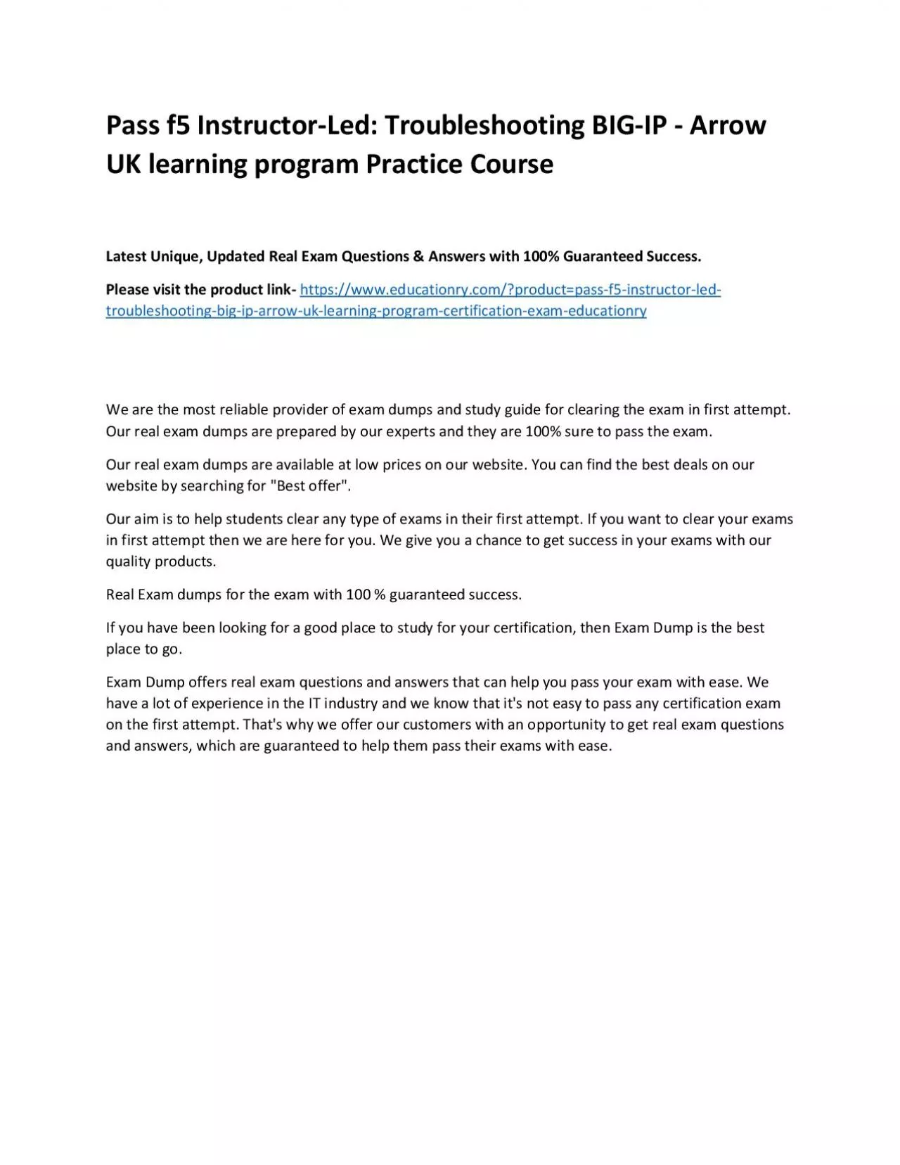 PDF-f5 Instructor-Led: Troubleshooting BIG-IP - Arrow UK learning program