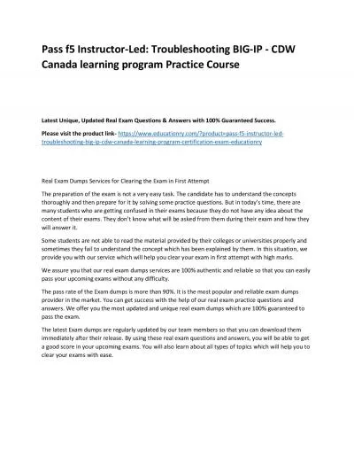 f5 Instructor-Led: Troubleshooting BIG-IP - CDW Canada learning program