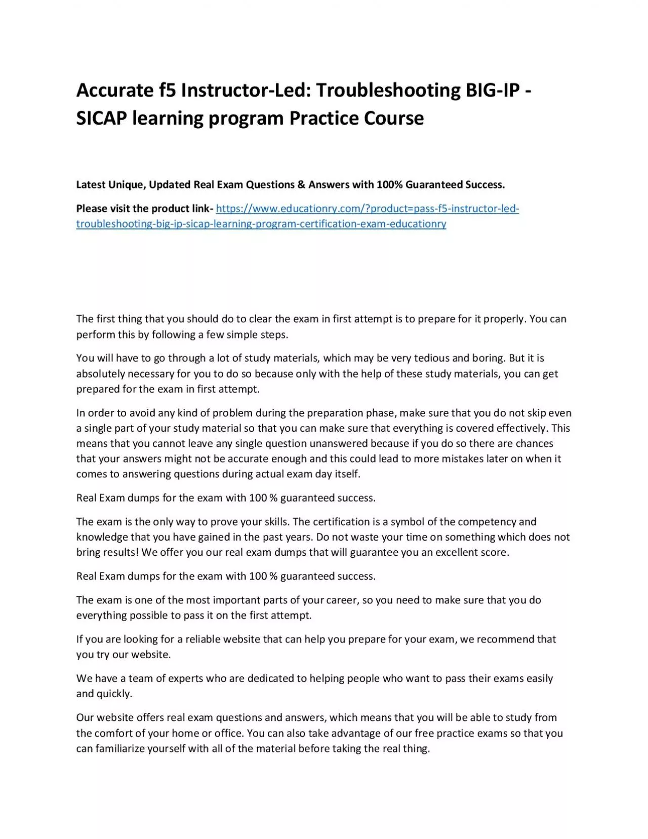 PDF-f5 Instructor-Led: Troubleshooting BIG-IP - SICAP learning program