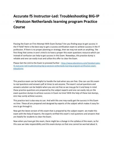 f5 Instructor-Led: Troubleshooting BIG-IP - Westcon Netherlands learning program