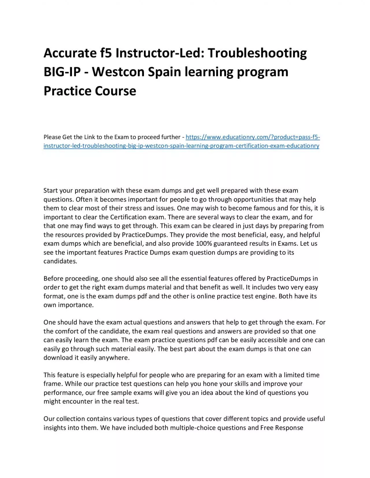 PDF-f5 Instructor-Led: Troubleshooting BIG-IP - Westcon Spain learning program