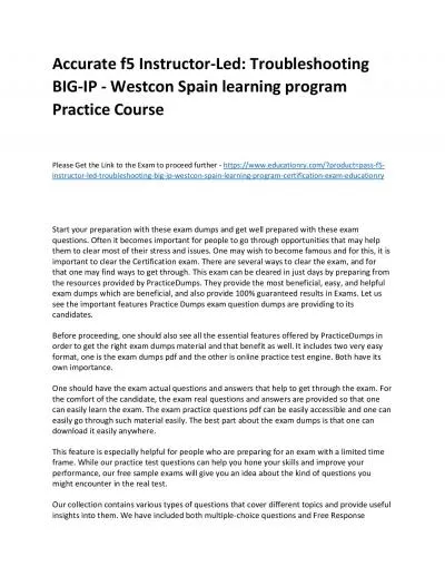 f5 Instructor-Led: Troubleshooting BIG-IP - Westcon Spain learning program