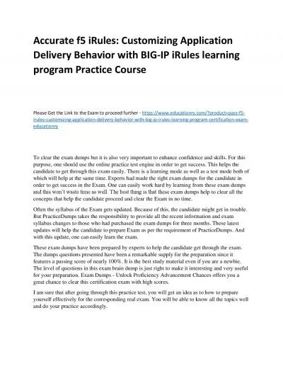 f5 iRules: Customizing Application Delivery Behavior with BIG-IP iRules learning program