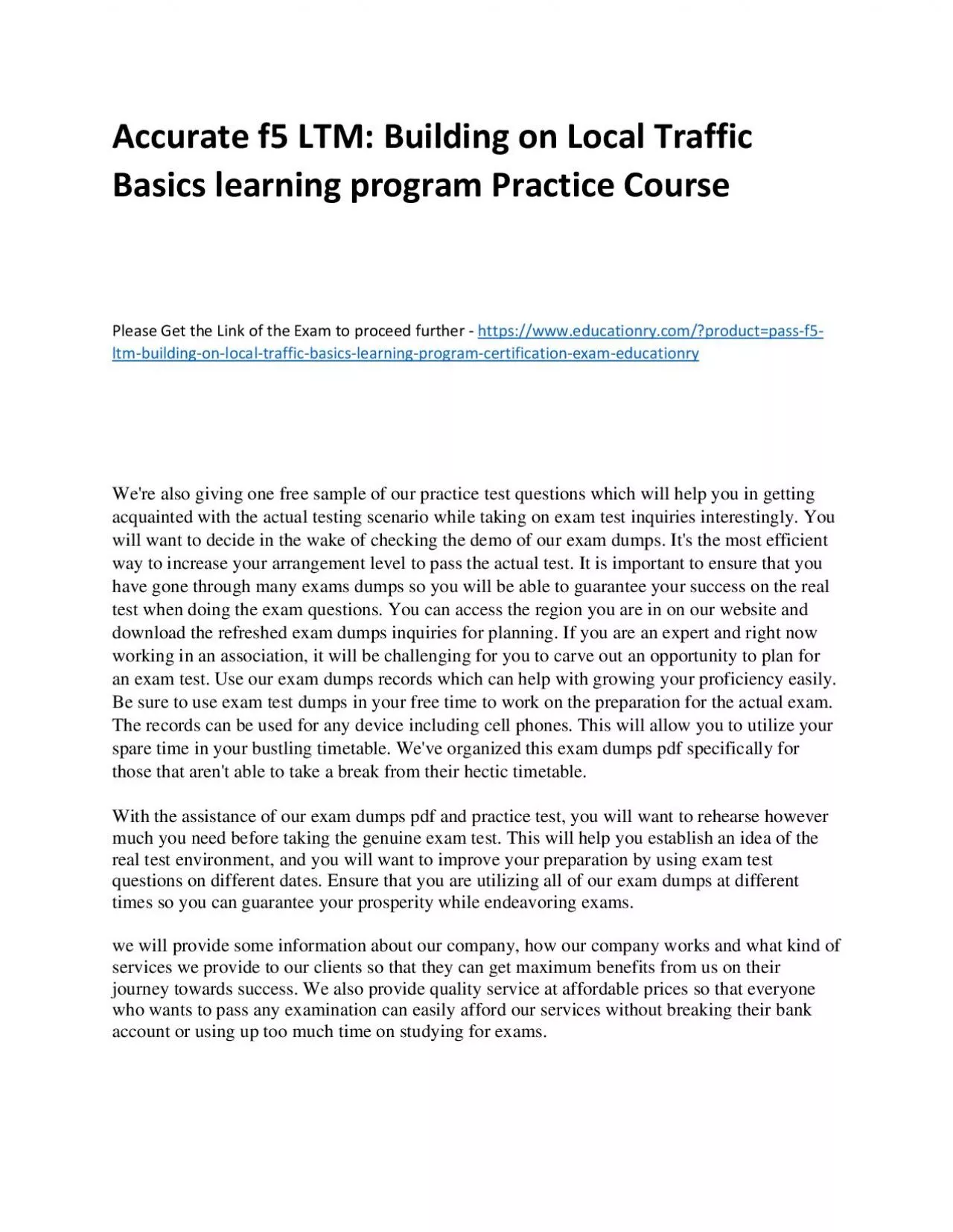 PDF-f5 LTM: Building on Local Traffic Basics learning program