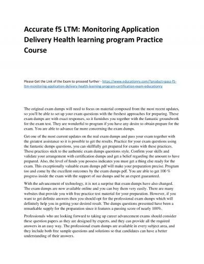 f5 LTM: Monitoring Application Delivery Health learning program