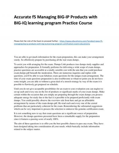 f5 Managing BIG-IP Products with BIG-IQ learning program