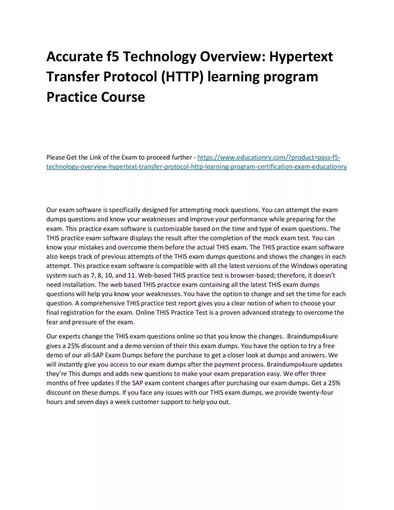 PDF-f5 Technology Overview: Hypertext Transfer Protocol (HTTP) learning program