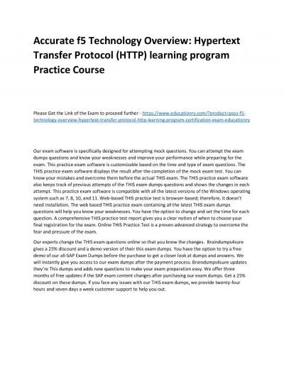 f5 Technology Overview: Hypertext Transfer Protocol (HTTP) learning program