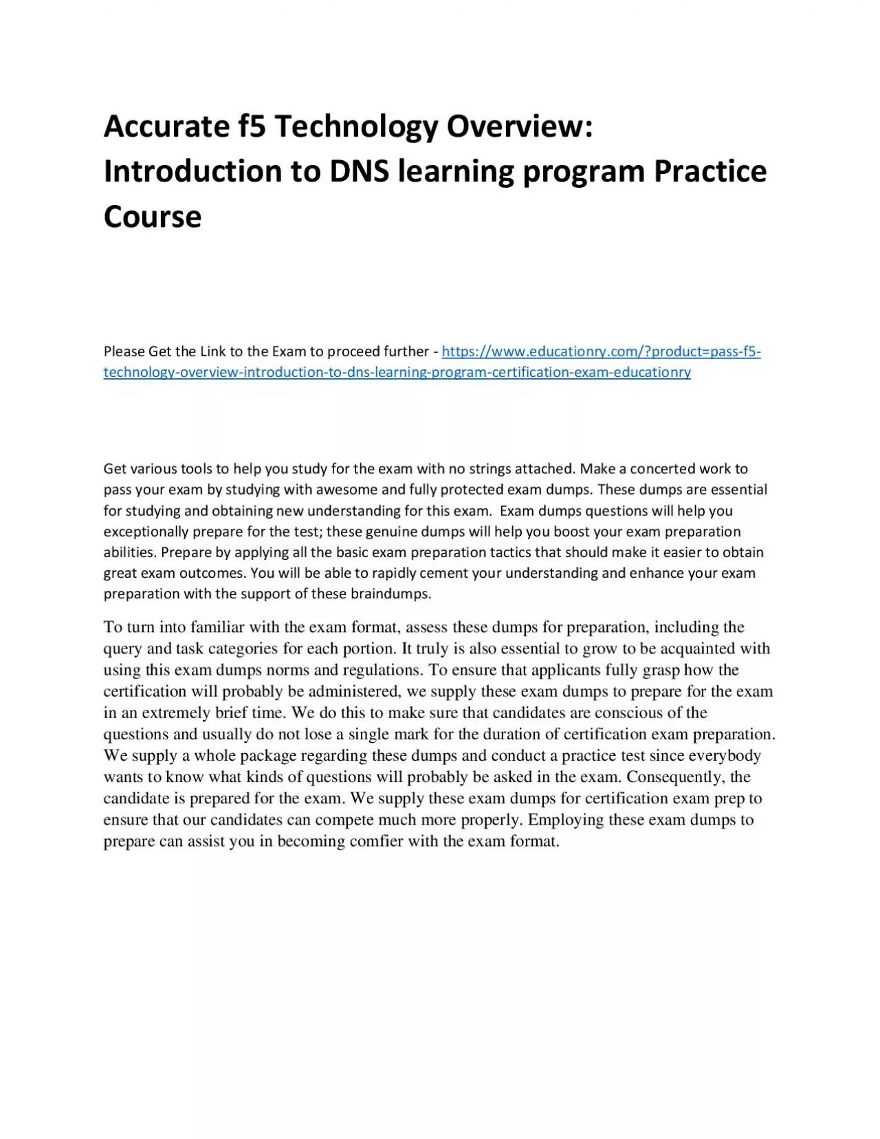 PDF-f5 Technology Overview: Introduction to DNS learning program