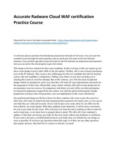 Radware Cloud WAF certification