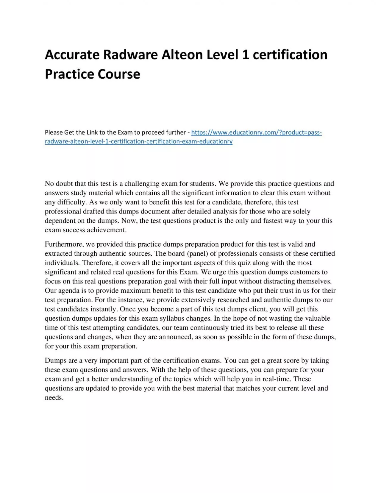 PDF-Radware Alteon Level 1 certification