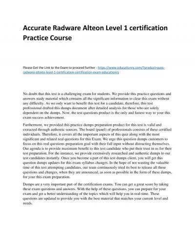 Radware Alteon Level 1 certification