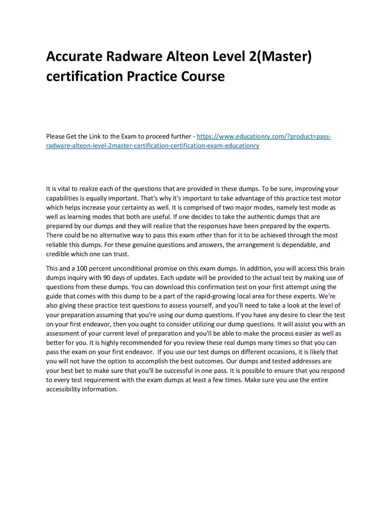 PDF-Radware Alteon Level 2(Master) certification