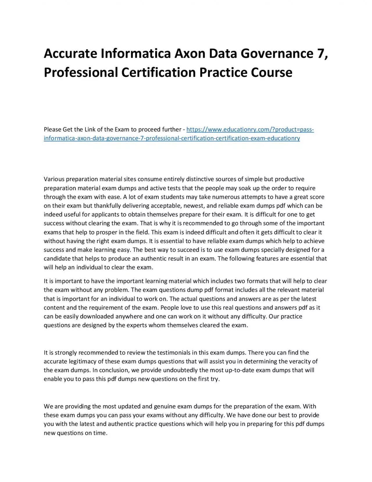 PDF-Informatica Axon Data Governance 7, Professional Certification