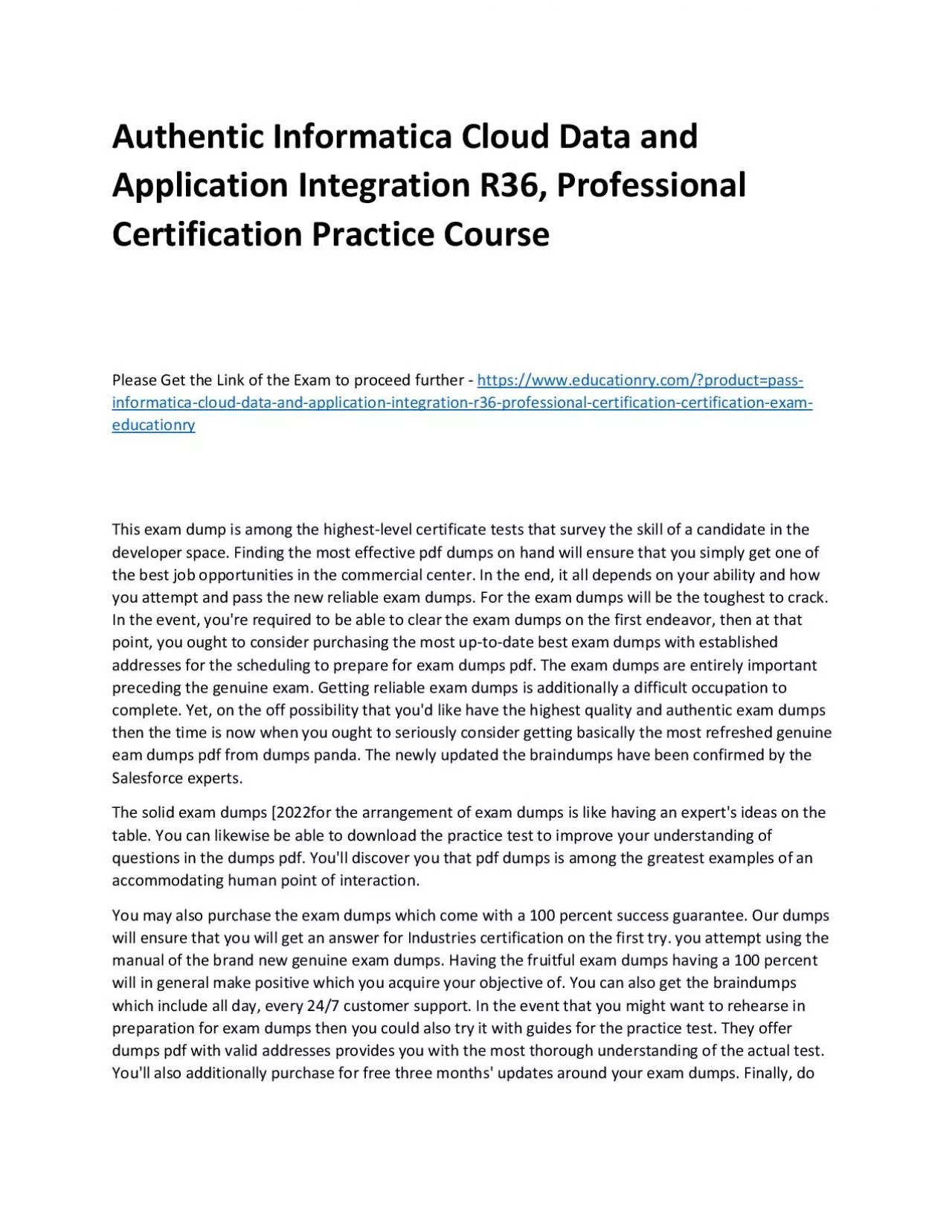 PDF-Informatica Cloud Data and Application Integration R36, Professional Certification