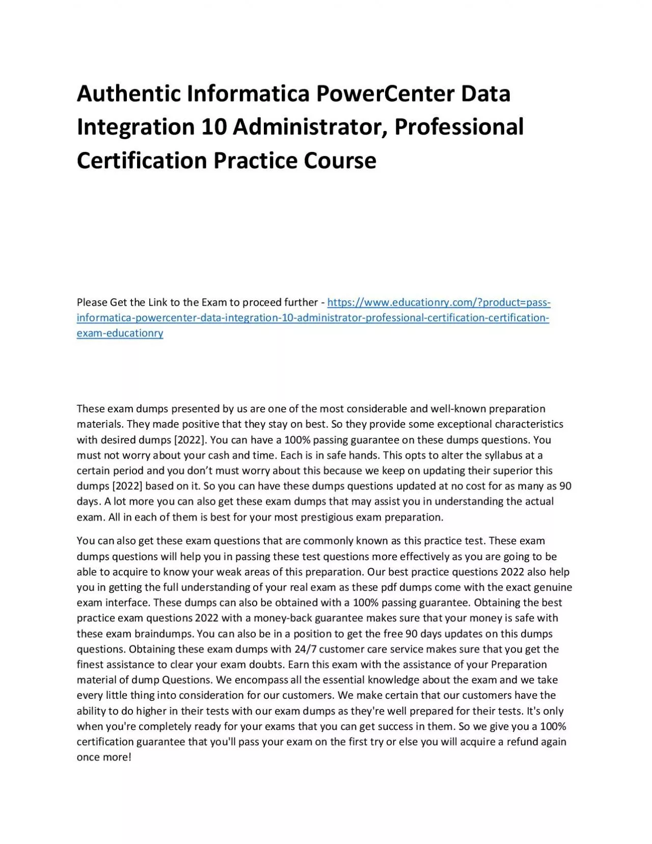 PDF-Informatica PowerCenter Data Integration 10 Administrator, Professional Certification