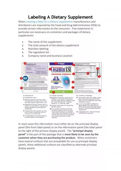 Labeling A Dietary Supplement