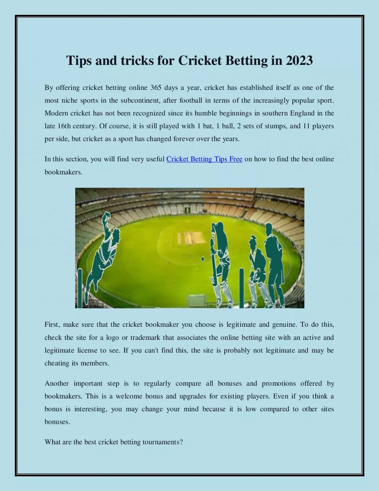 PDF-Tips and tricks for Cricket Betting in 2024