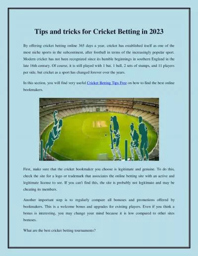 Tips and tricks for Cricket Betting in 2024