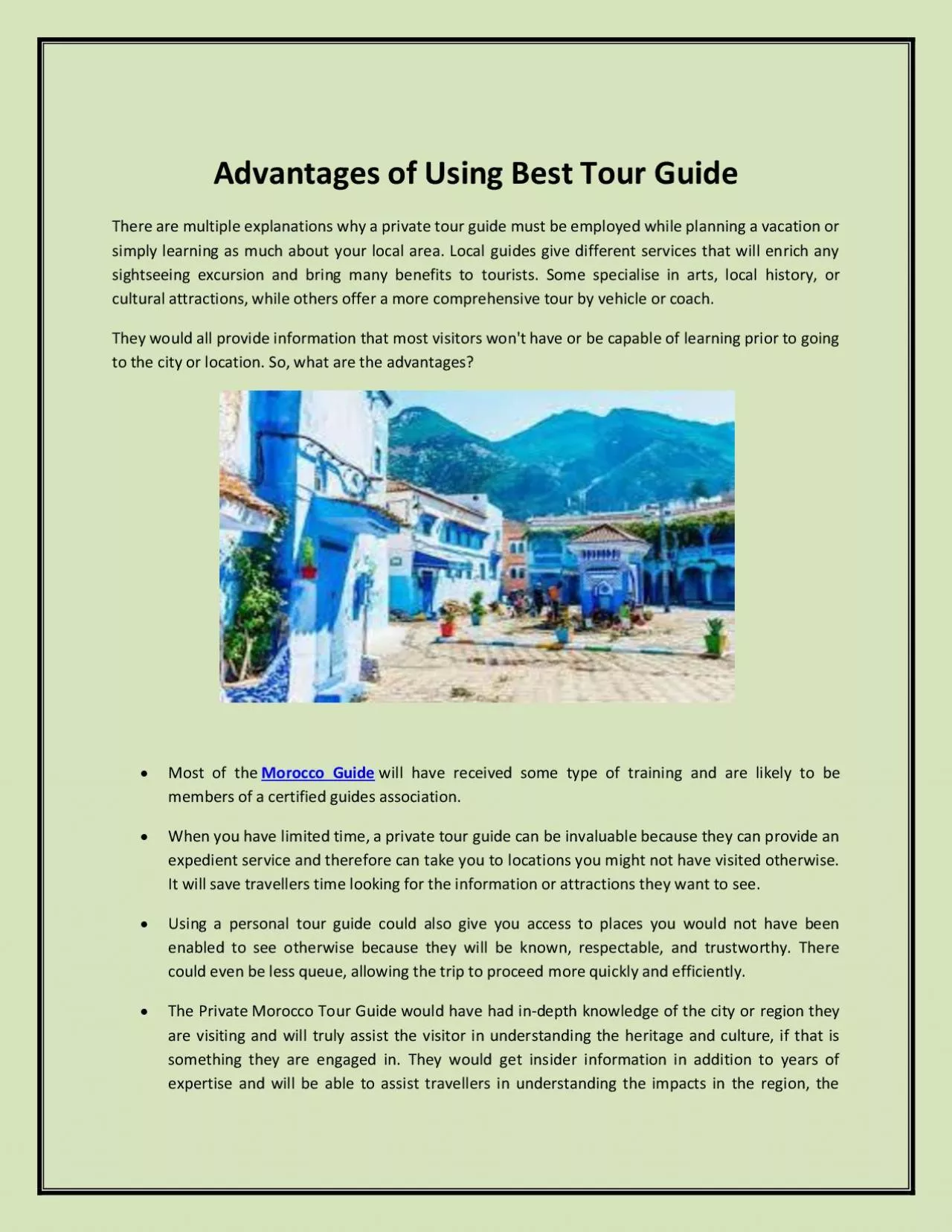 PDF-Advantages of Using Best Tour Guide