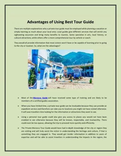 Advantages of Using Best Tour Guide