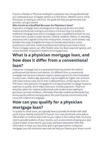 The Ultimate Guide to Physicians Mortgage Loans