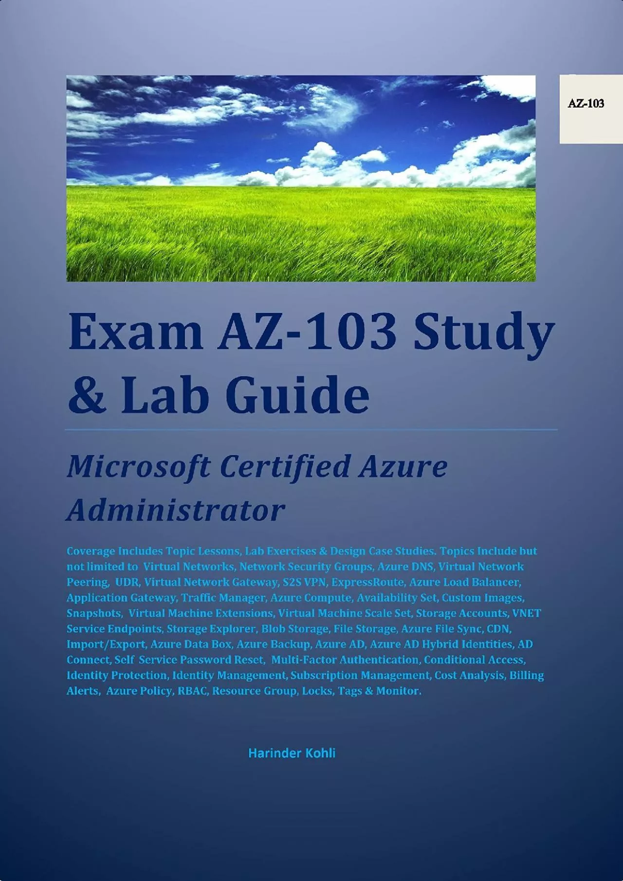 Exam AZ-03 Study  Lab Guide Microsoft Certified Azure Administrator