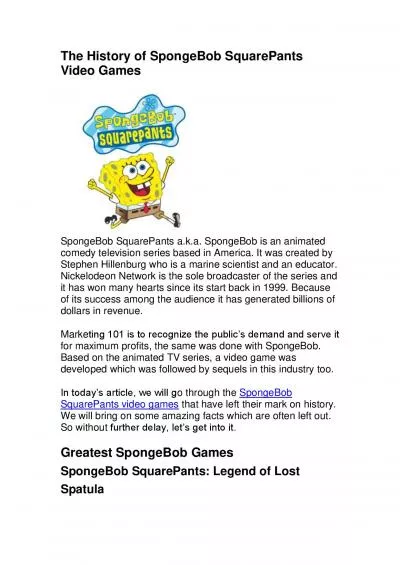 The History of SpongeBob SquarePants Video Games