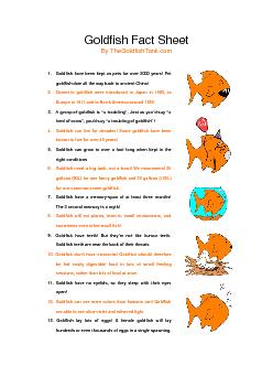 Goldfish Fact Sheet