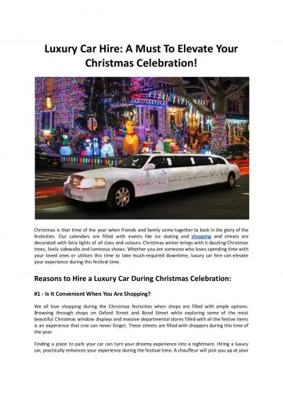 Luxury Car Hire - A Must To Elevate Your Christmas Celebration