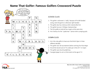 PDF Name That Golfer: Famous Golfers Crossword Puzzle PDF document