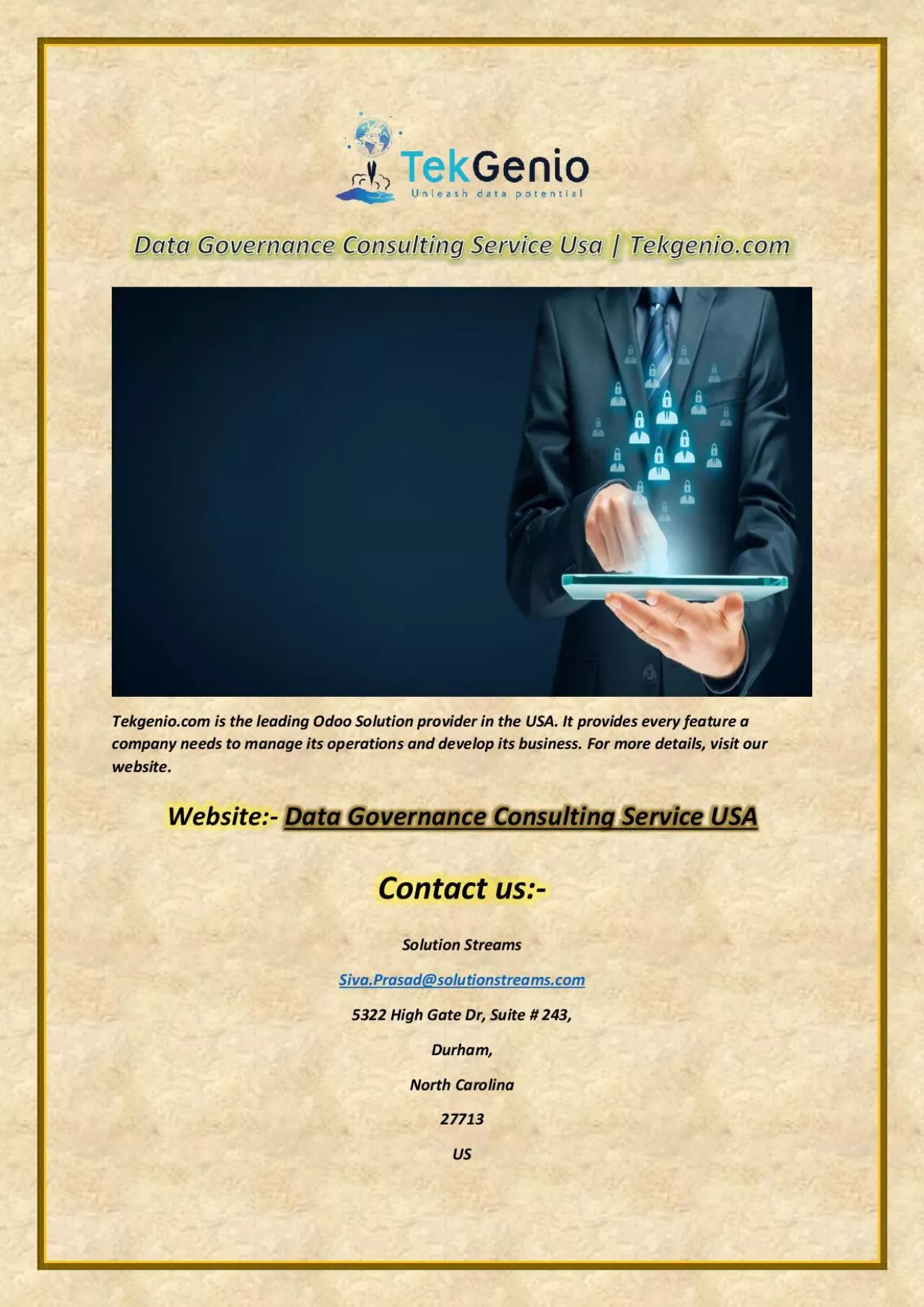 PDF-Data Governance Consulting Service Usa | Tekgenio.com