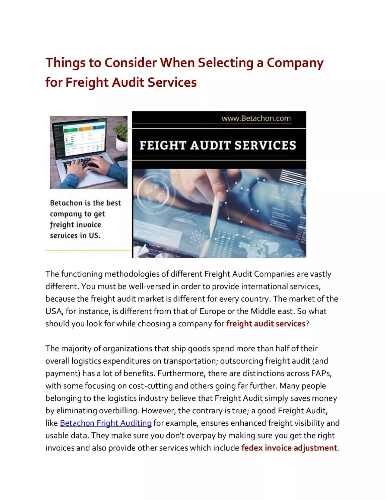 PDF-Things to Consider When Selecting a Company for Freight Audit Services