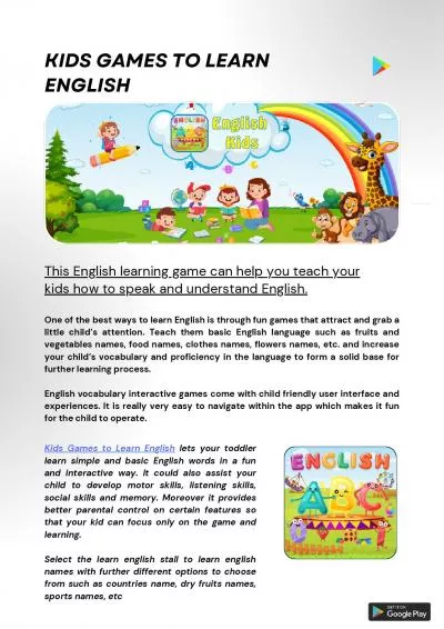 Teach your kids English with this Interactive English learning game