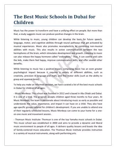 The Best Music Schools in Dubai for Children
