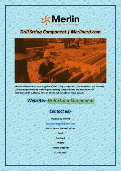 Drill String Component | Merlinerd.com