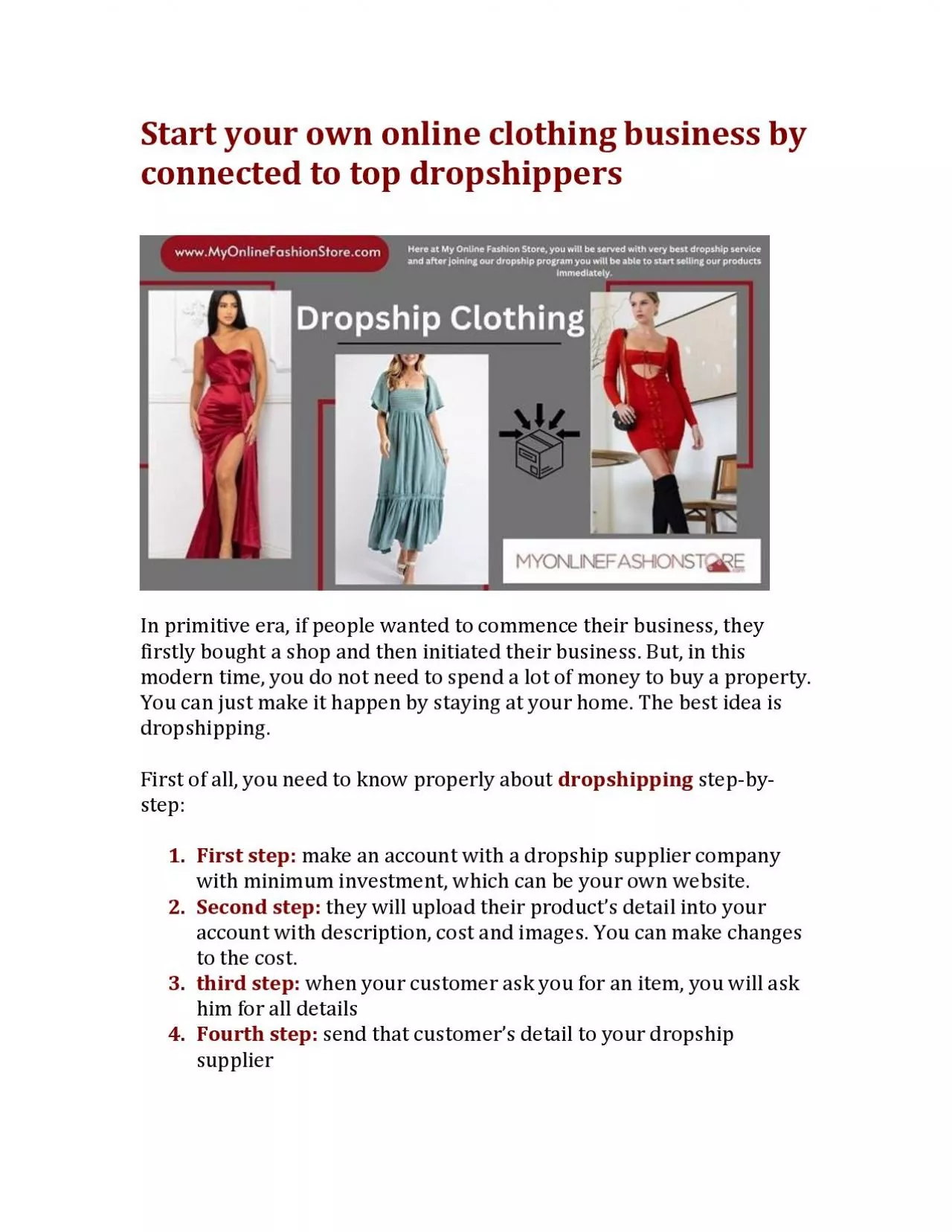 Start your own online clothing business by connected to top dropshippers