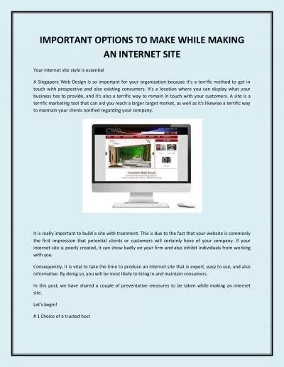 IMPORTANT OPTIONS TO MAKE WHILE MAKING AN INTERNET SITE