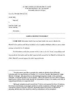This document provides a sample of a motion to dismiss that sufficiently complies with
