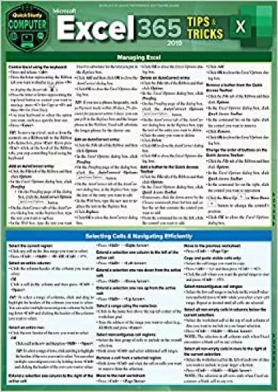Microsoft Excel 365 Tips & Tricks - 2019: A Quickstudy Laminated Software Reference Guide