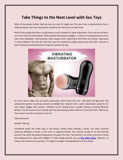 Take Things to the Next Level with Sex Toys