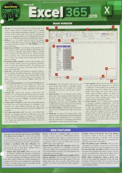 Microsoft Excel 365 - 2019: A Quickstudy Laminated Sotware Reference Guide