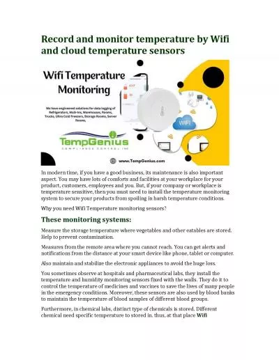 Record and monitor temperature by Wifi and cloud temperature sensors